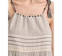 Lucky Brand Women's Striped Cotton Tiered Maxi Dress