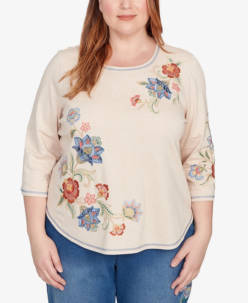 Alfred Dunner Plus Floral Embroidered Top