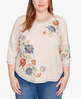 Alfred Dunner Plus Floral Embroidered Top