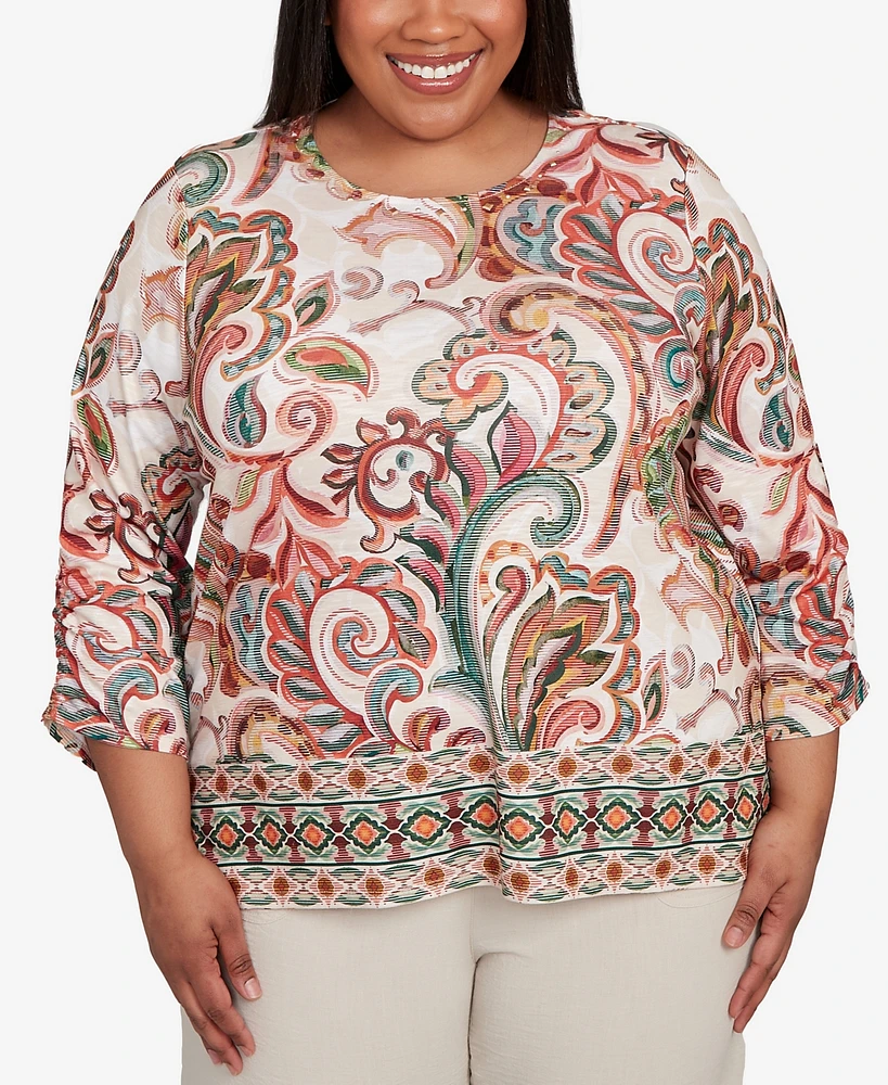Alfred Dunner Plus Scroll Border Top