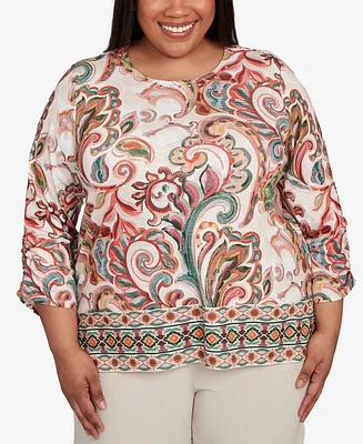 Alfred Dunner Plus Scroll Border Top