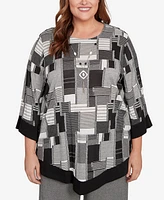 Alfred Dunner Plus Solid Patchwork Top