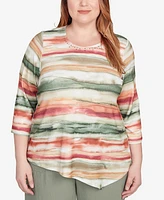 Alfred Dunner Plus Watercolor Stripe Top