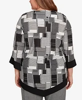 Alfred Dunner Plus Solid Patchwork Top