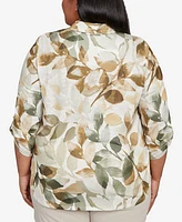 Alfred Dunner Plus Leaf Button Top