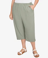 Alfred Dunner Plus Button Tab Patch Pocket Capri Pants