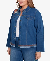 Alfred Dunner Plus Embroidered Denim Jacket