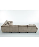 Corduroy Modular Sofa, 5-Seat, Brown