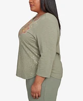 Alfred Dunner Plus Sequin Floral Top