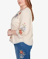 Alfred Dunner Plus Floral Embroidered Top