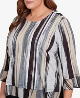 Alfred Dunner Plus Stripe Bell Sleeve Top