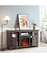 Farmhouse Cabinet with Fireplace Insert, 60.23"W x 15.35"D x 31.7"H