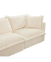 L-Shape Corner Sectional Sofa with Armrests, Deep Seat and Pillows