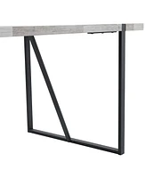Retro Rectangular Dining Table - Textured Gray Top, Black Metal Legs