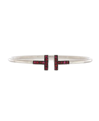 Pre-Owned Tiffany & Co. T Wire Bracelet 18K White Gold with Rubies