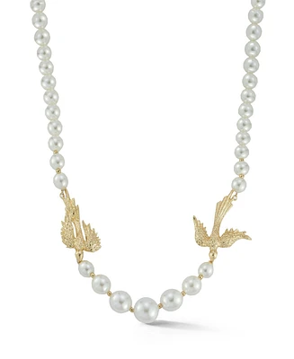 Rachel Zoe Gold Plated Pearl Birds Necklace