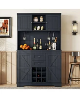 Dark Blue Farmhouse Coffee/Wine Bar Cabinet
