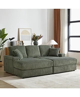 Comfy 3-Seater Corduroy Sofa with Storage Spaces