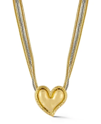 Rachel Zoe Two Tone Statement Heart Collar Necklace