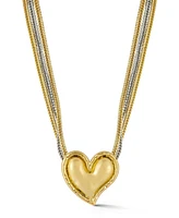 Rachel Zoe Two Tone Statement Heart Collar Necklace