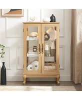 Elegant Curio Cabinet with Mirrored Back and Adjustable Shelves