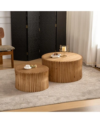 Vintage Nested Coffee Table Set with Textured Design
