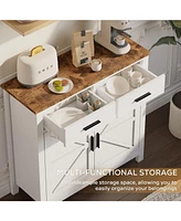 Kitchen Storage Cabinet, Modern Farmhouse Buffet Cabinet with Storage, Coffee Bar with 2 Drawers and 2 Doors, Floor Sideboard Buffet for Living Room,
