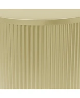 Golden Round Side Table With Vertical Stripes