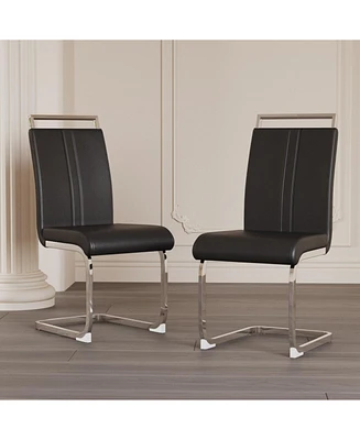 Modern Faux Leather Upholstered Dining Chairs (Set of 2)
