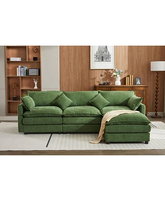 Modular Sectional Sofa, 3-Seater Sofa, Modern L-Shaped Sofa for Living Room Bedroom Apartment,Green