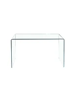 Glass Console Table, Transparent Tempered Glass Console Table with Rounded Edges Desks, Sofa Table