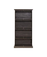 4-Tier Glass Display Cabinet with Flip-Up Doors: Collectors Showcase