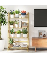 4-Tier Bamboo Ladder Shelf Multipurpose Bookcase, Plant Stand, or Storage Rack
