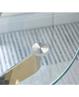 Modern Round Tempered Glass End Table With Chrome Legs