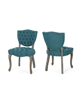 Traditional Button Tufted Dining Chair with Scrolled Legs