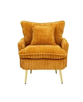 30.31 inch single chair Fashion sofa, yellow sofa, coarse corduroy fabric, soft and comfortable, suitable for apartment office living room bedroom mee