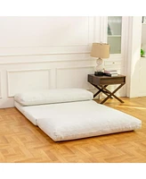 Large Folding Matress Sofa Bean Bag Bed, Foam Filling Folding Matress Sofa, Includes Removable and Machine Washable Cover, Soft Premium Faux Fur