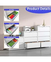 Lateral File Cabinet 3 Drawer, White Filing Cabinet with Lock, Lockable File Cabinet for Home Office, Locking Metal File Cabinet for Legal/Letter/A4/F