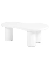 Easy Assembly Nesting Coffee Table Set of 2, Cream Style Cloud Coffee Table with Round Small Side Table, Irregular Center Table with Thick Legs for Li