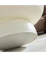 35.43''Fiberglass Cream Style Coffee Table for Living Room,Apartment,Matte White Table front of the Sofa, Irregular Center Table,No Need Assembly