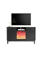 Mid-Century Modern Tv Stand with 18" Electric Fireplace