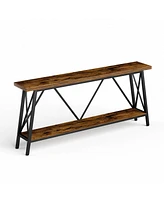 70.9" Extra Long Sofa Console, Entryway Table with 2-Tier Storage