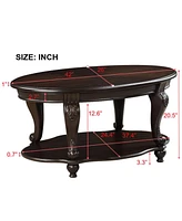 Espresso Living Room Coffee Table Set with End Side Tables (3-Piece)