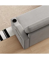 83" Convertible Sofa Bed with Storage, Recliner, and Cup Holder