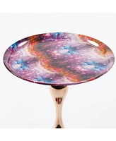 Mermaid Tail Coffee Table, Metal Pedestal Table, Accent Table for Small Spaces