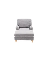 Modern Mid-Century Indoor Oversized Chaise Lounger Comfort Sleeper Sofa with Soild Wood Legs