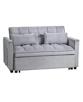 Convertible Sleeper Sofa Bed with Velvet Loveseat