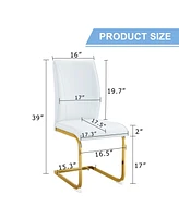 Luxury White Pu Dining Chair Set - Gold Legs (8 Chairs)