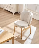 Ash Wood Upholstered Dining Chairs, Set of 2: Modern Armless Chairs for Home & Restaurant