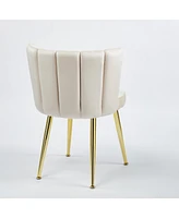 Modern Velvet Dining Chair Set (2) with Golden Legs